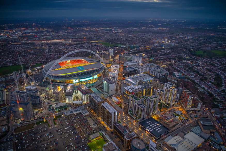 Wembley Stadium, located in the London Borough of Brent