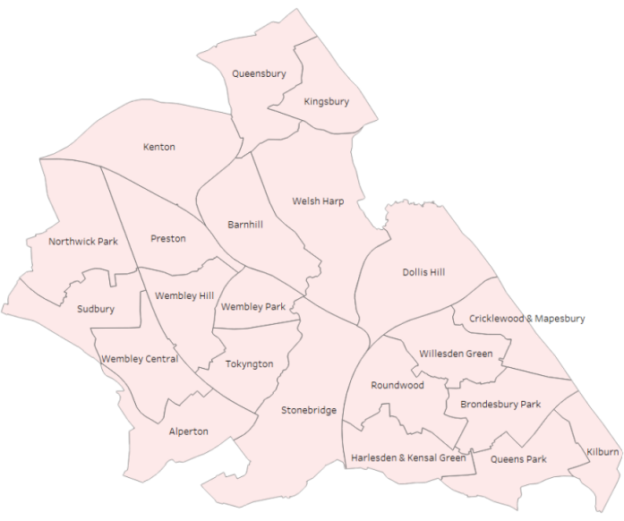 Map of the London Borough of Brent