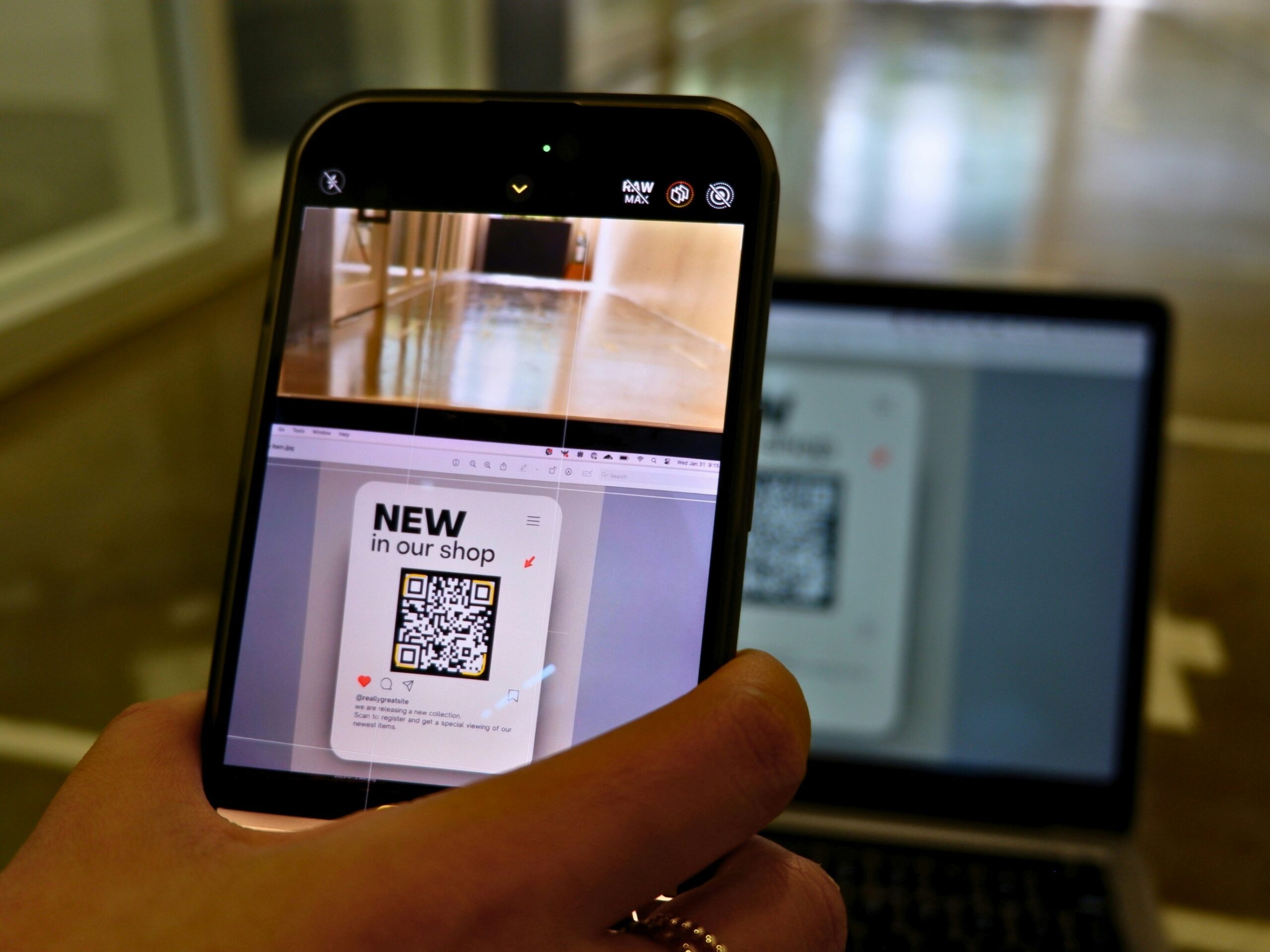 A customer scanning a Brent Business owners promotional QR code